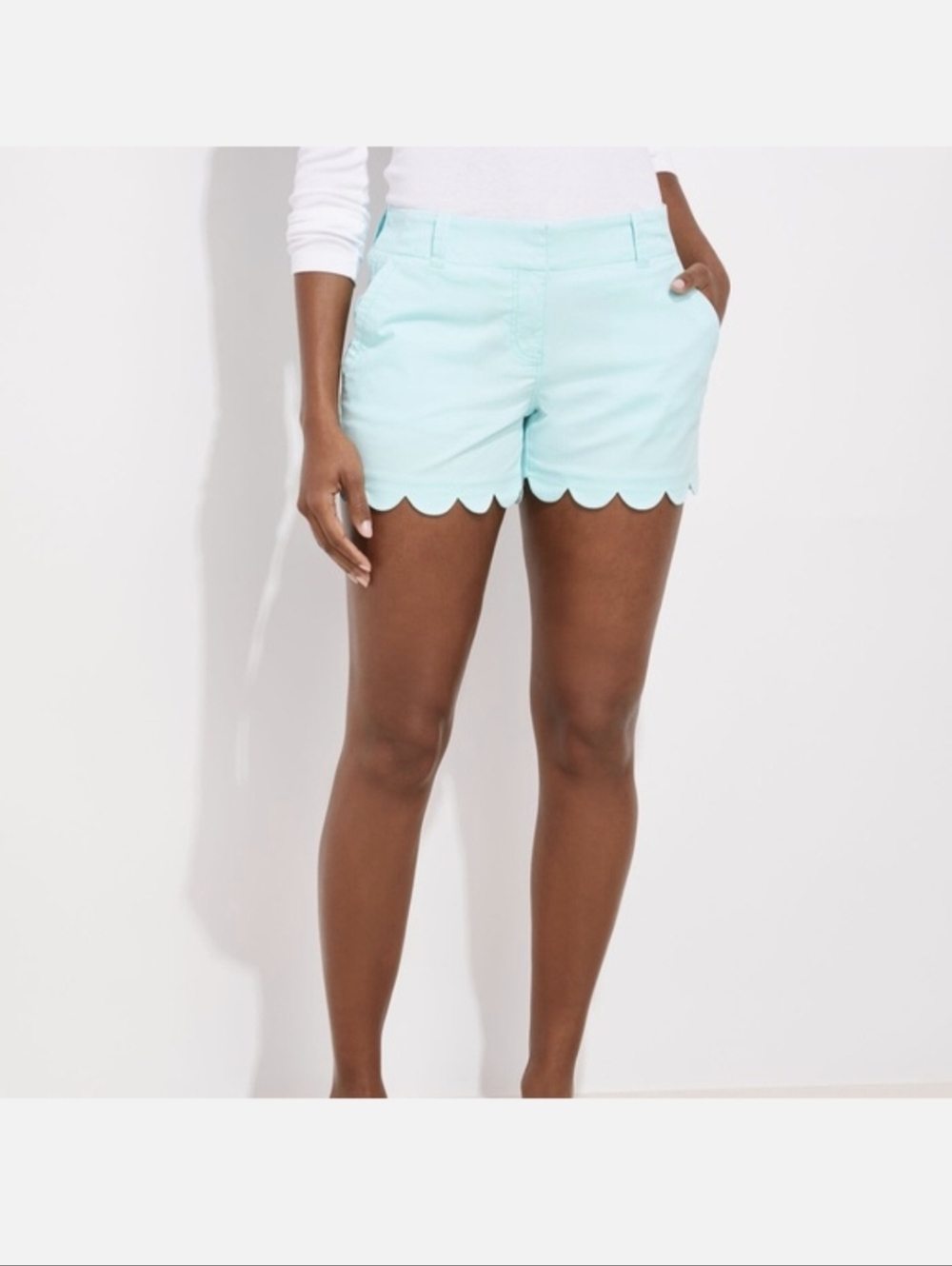 Vineyard Vines Scalloped Herringbone Everyday Shorts Light Blue/Green - 6